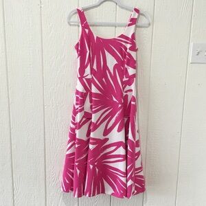 Donna Morgan Pink and White Midi Dress Size 2